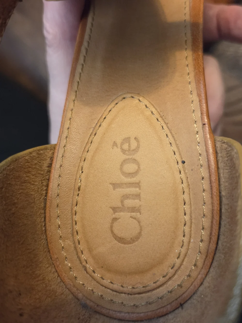 Chloe Tan Tucson T-Strap Woven Leather Cork Wedge Sandals - Size 38 (USA 7.5)